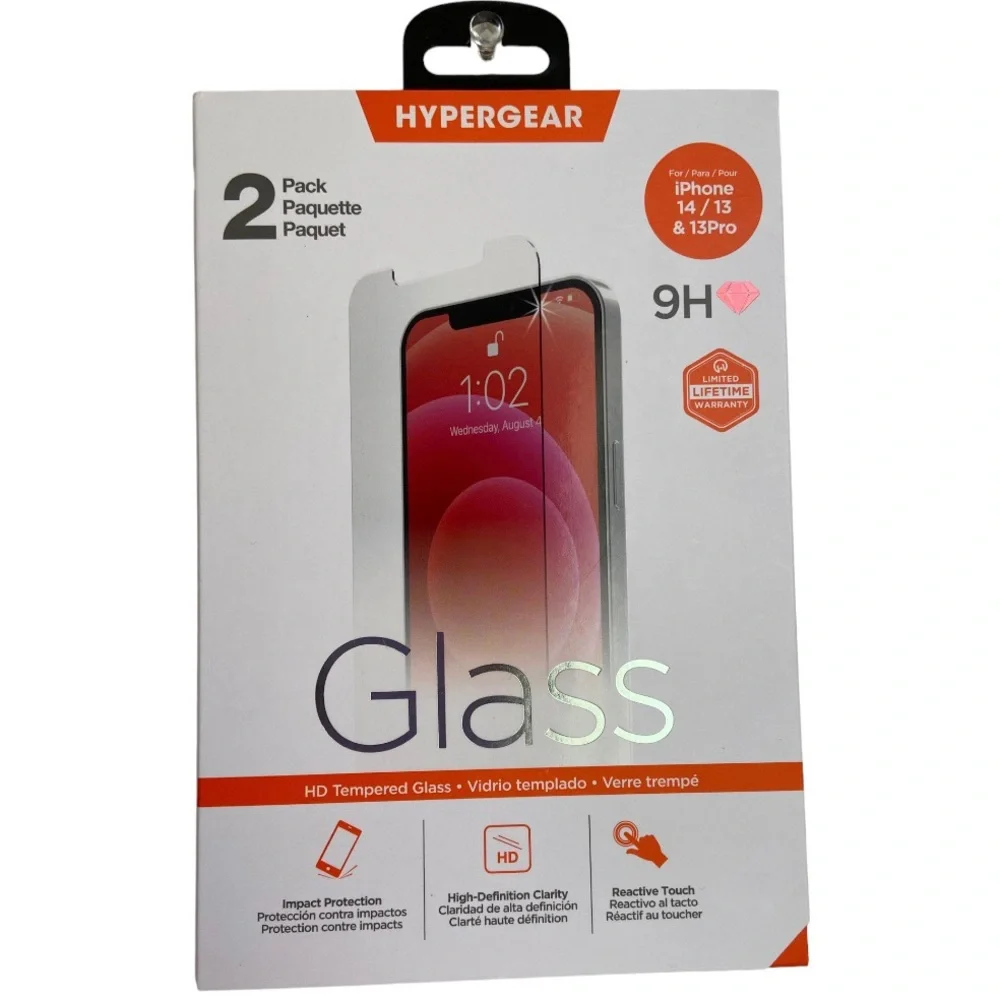 Hypergear HD Tempered Glass iPhone 14/13 and 13 Pro Max ,2 Sheets In Package